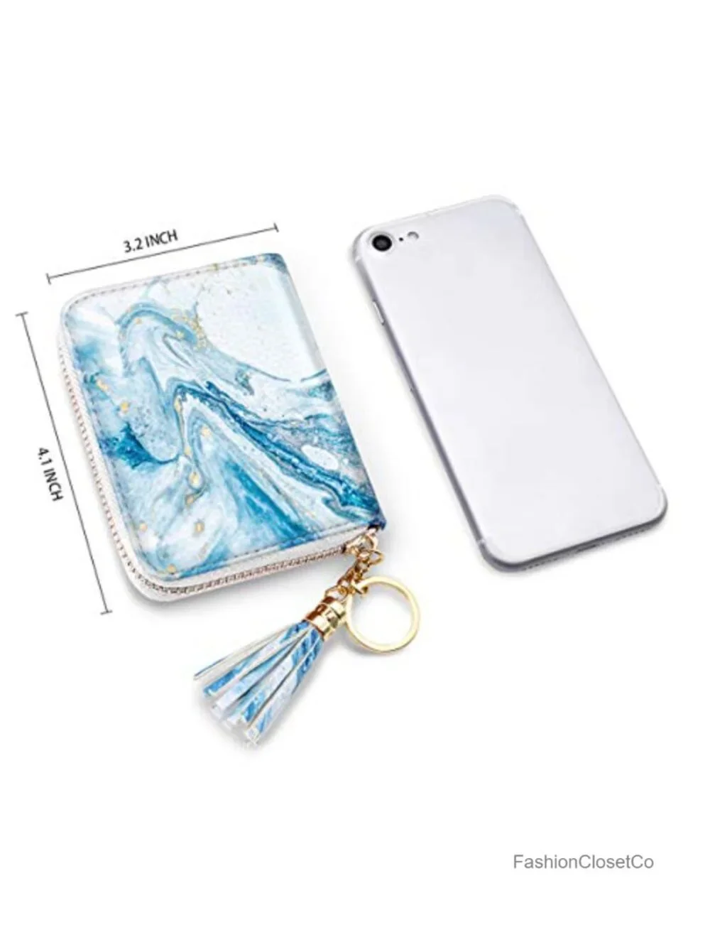 RFID Blocking Zipper Card Holder with Tassel - Faux Leather